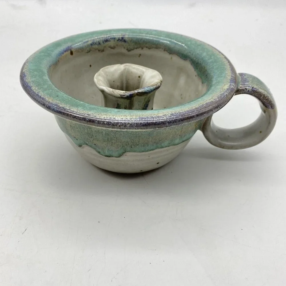 Vintage Sauk Mountain Pottery Chamberstick Candle Holder SMP TN Studio‎ Folk Art